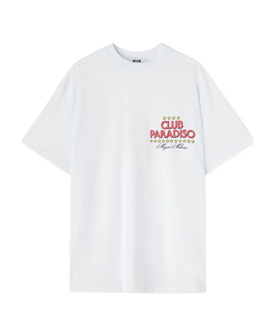 Msgm Club Paradiso Cotton T-shirt In White