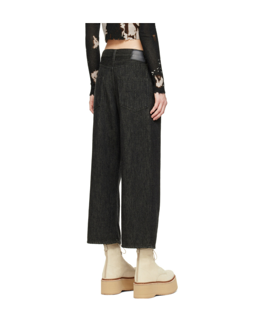R13 Wide Leg Cropped Jeans In Black