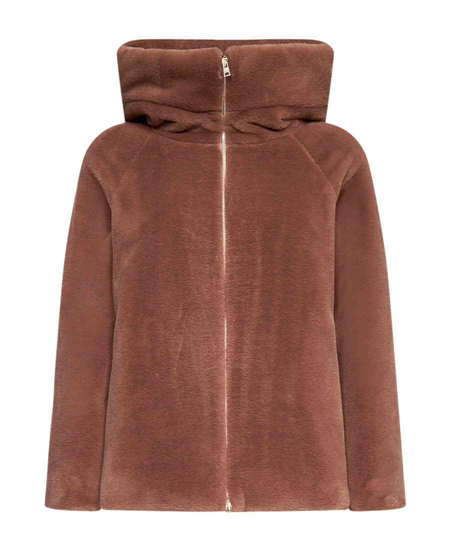 Herno Hooded Zip-up Fitted Jacket In Brown
