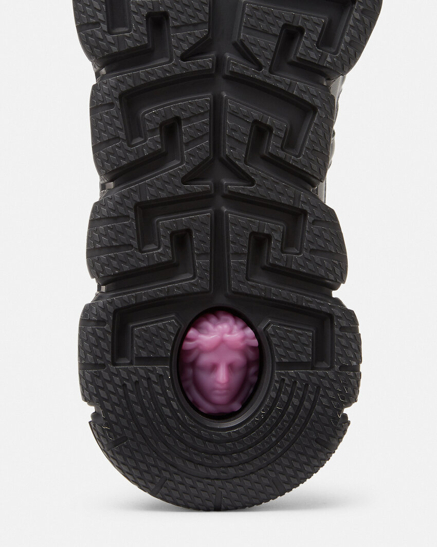Versace Trigreca Sneakers With Baroque Jacquard Motif In Black