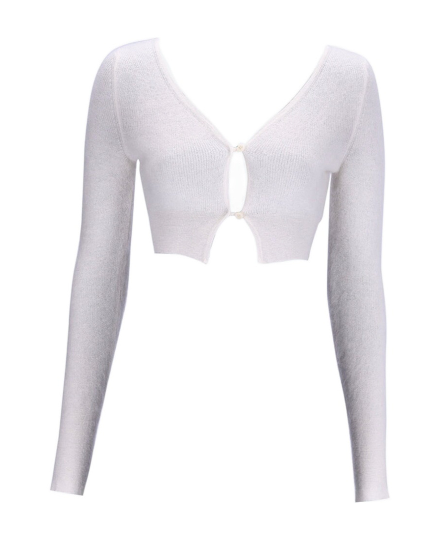 Jacquemus Le Alzou Cropped Cardigan In White