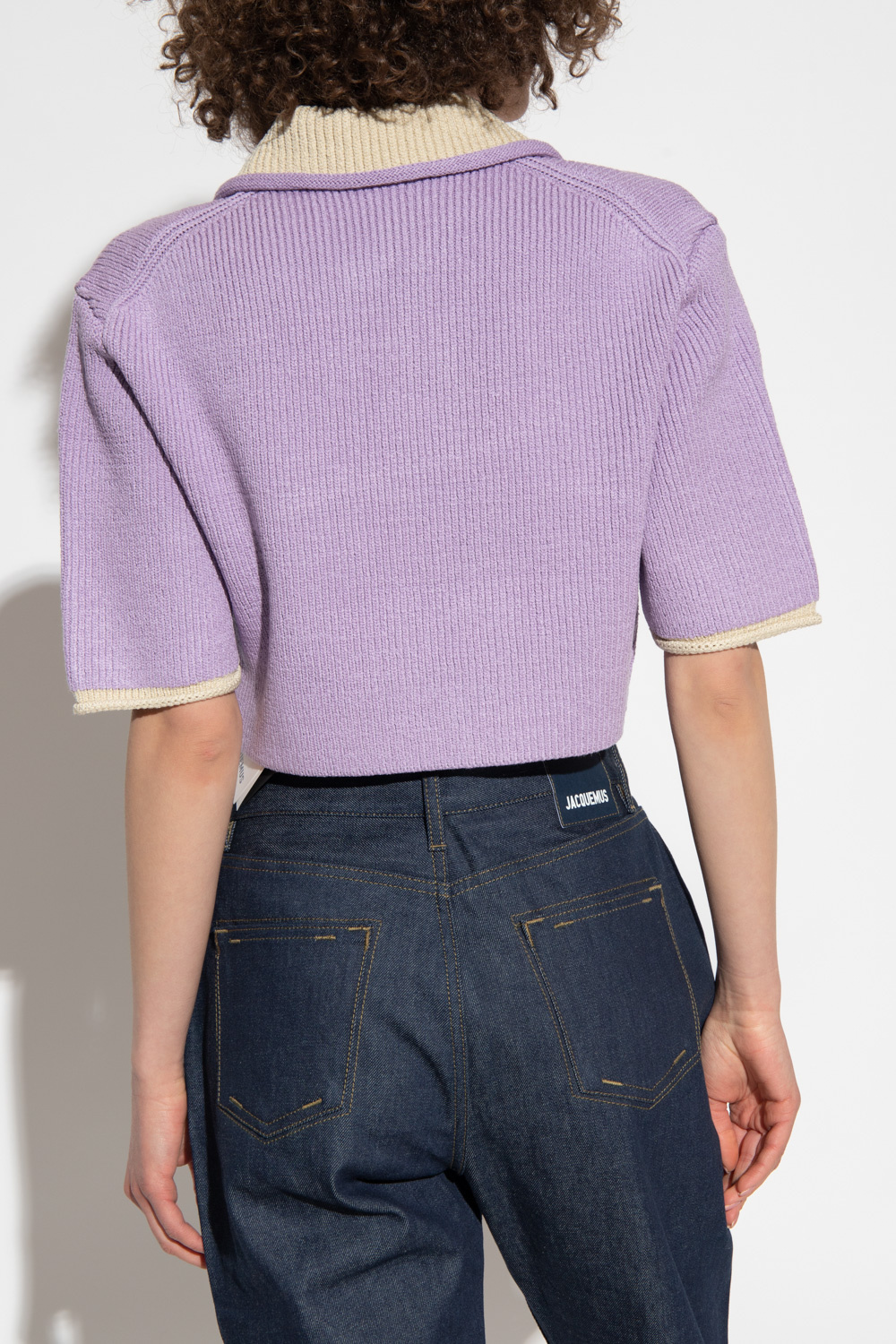 Jacquemus Le Polo Ribbed Knit Top In Purple