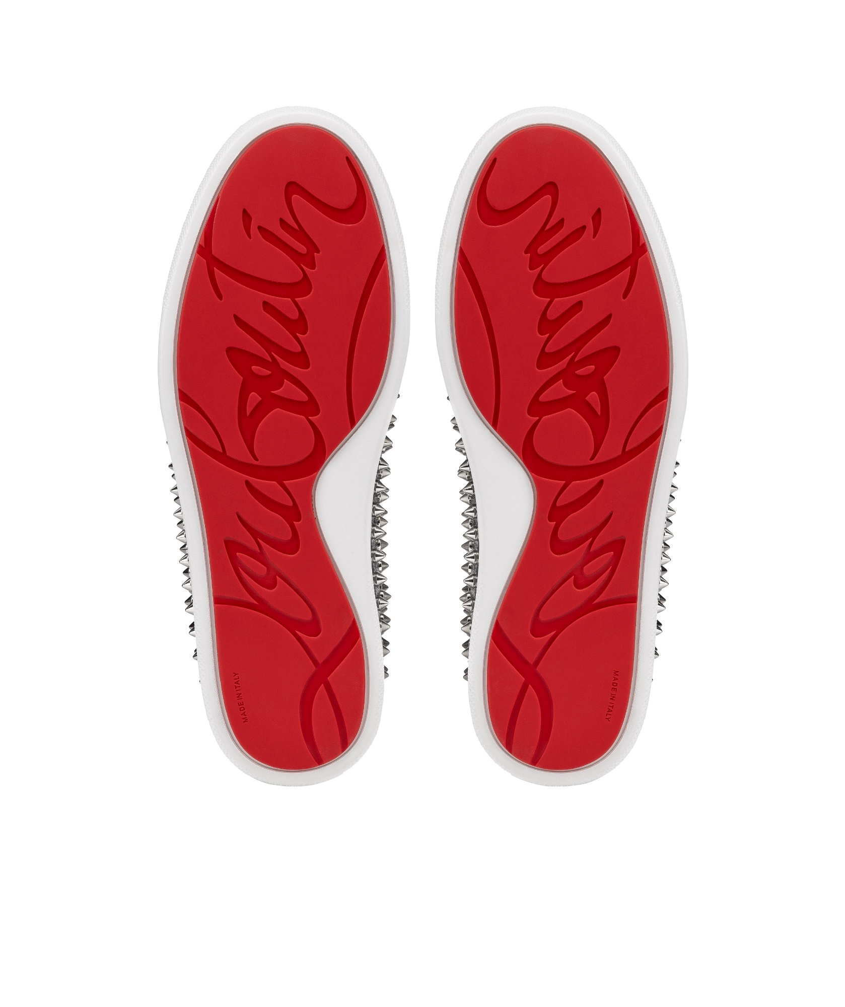 Christian Louboutin Spikeboat Leather Slip-on Sneakers In White
