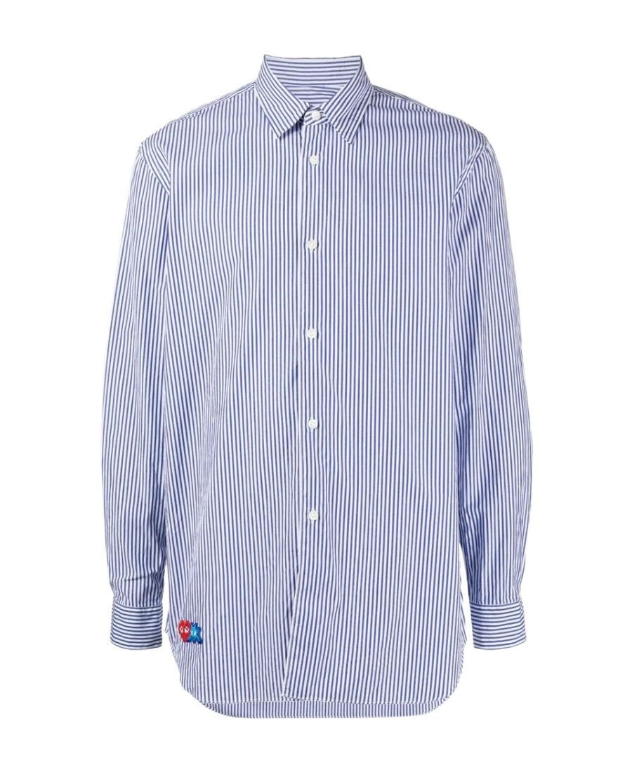 Comme Des Garçons Play Lapel Long-sleeved Shirt In Blue