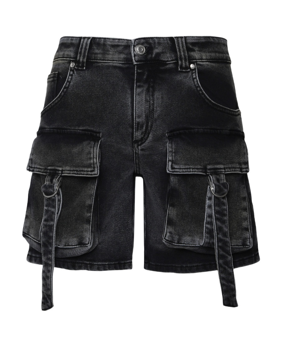 Blumarine Multi-pocket Denim Shorts In Black