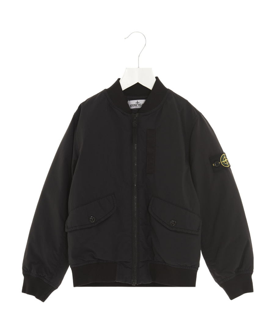 Stone Island Compass-patch Feather-down Jacket In Black