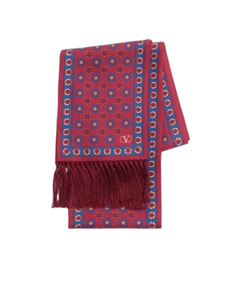 Valentino Silk Printed Scarf In Red