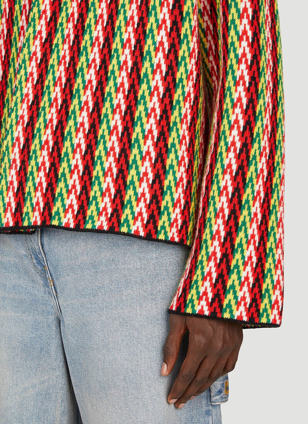 Lanvin Men Curb Chevron Knit Jacket In Multicolor