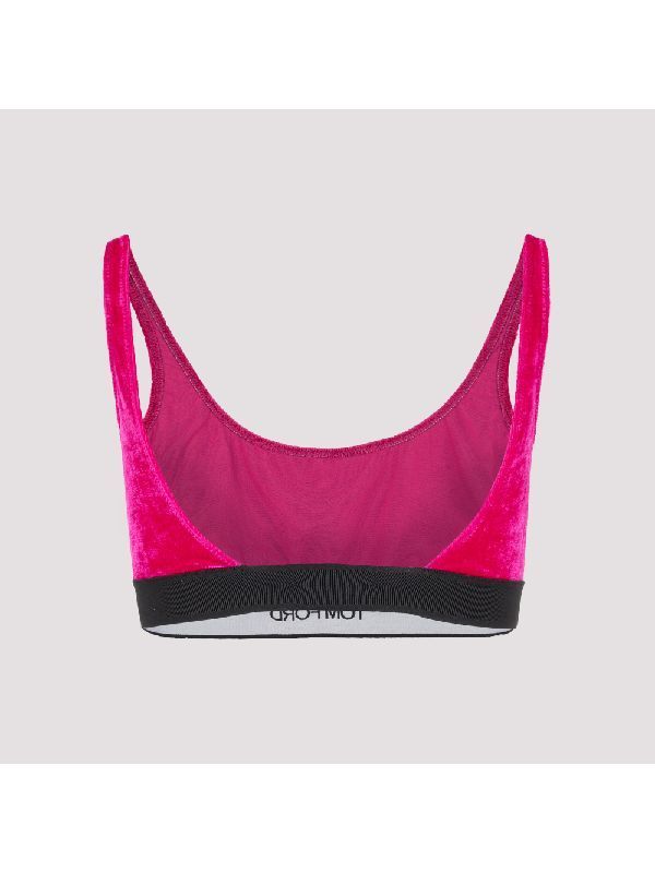 Tom Ford Logo-band Low-back Bra In Red