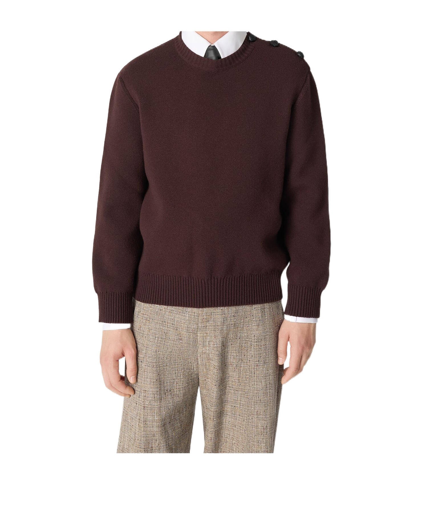 Bottega Veneta Compact Wool Sweater In Brown