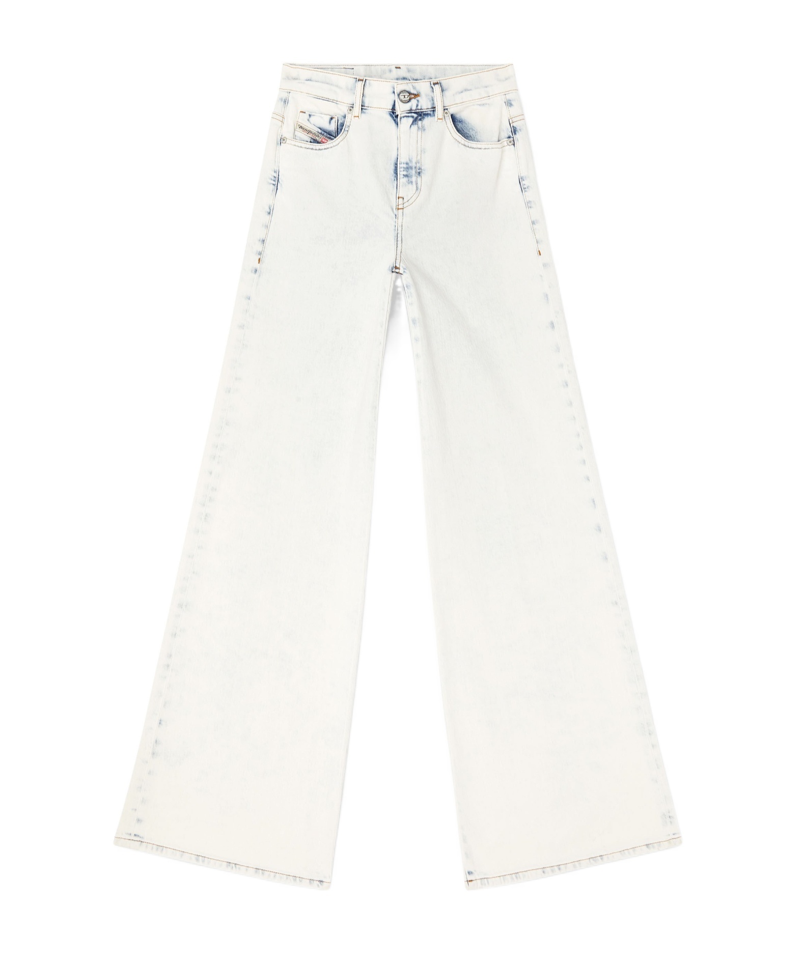 Diesel D-akemi L.32 Wide-leg High-waisted Denim Pants In White