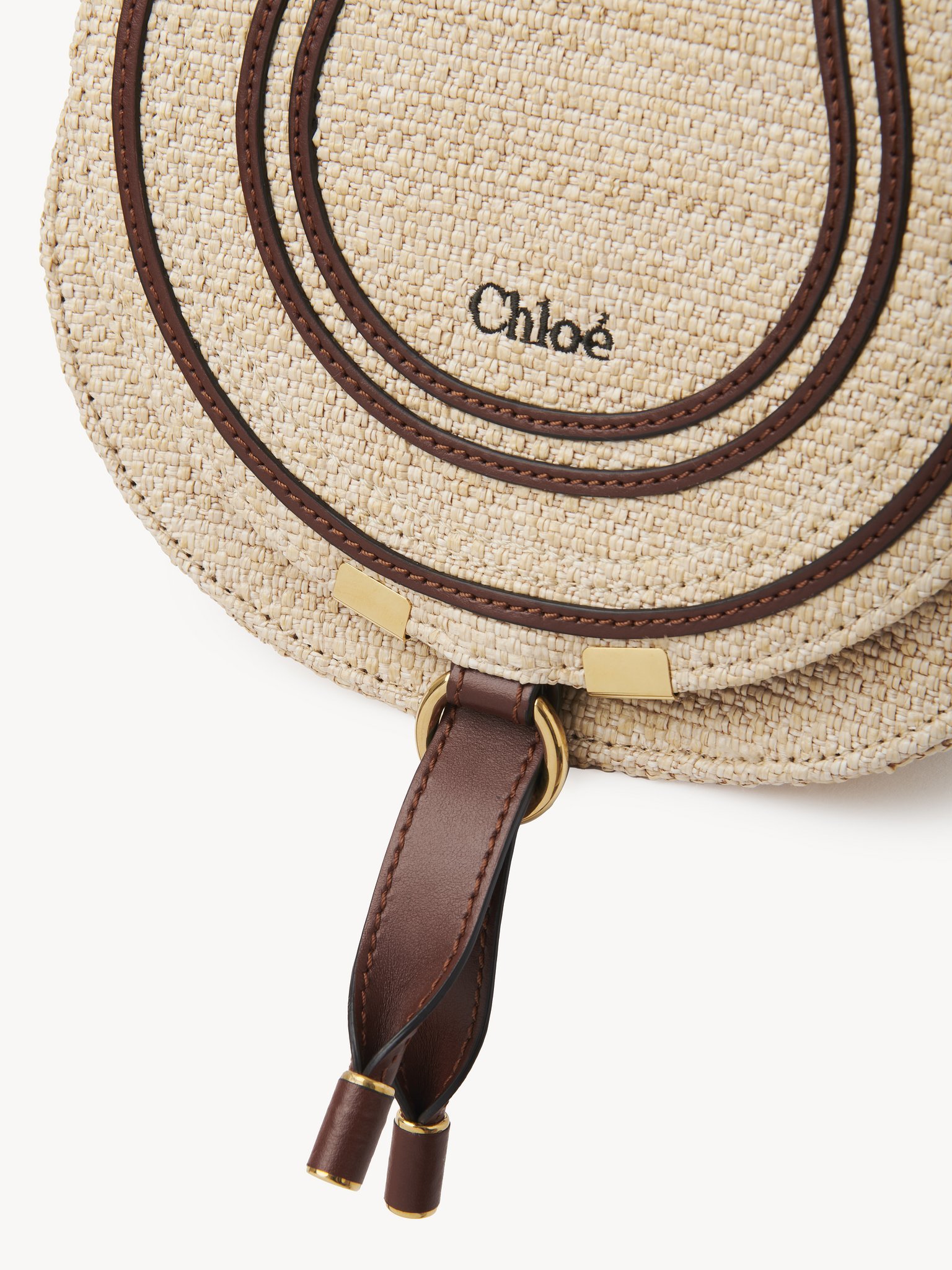 Chloé Small Saddle Marcie Bag In Raffia Effect In Nude
