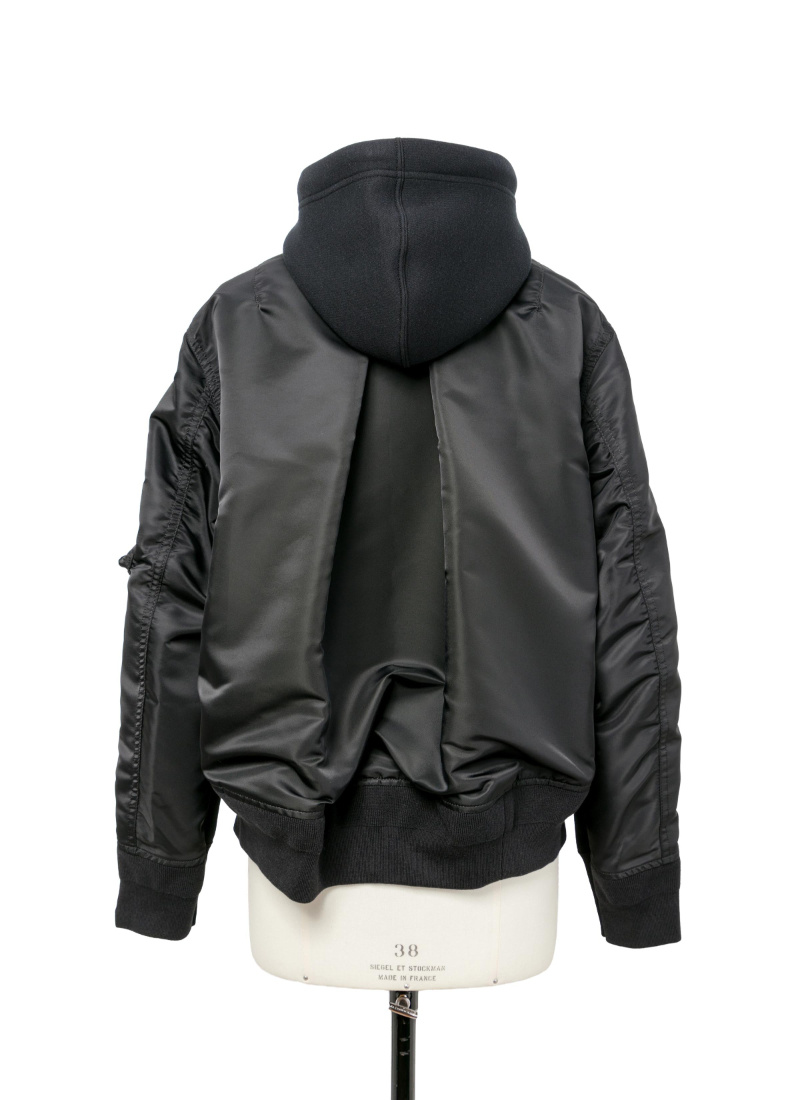 Sacai Sponge X Nylon Twill Hoodie In Gray