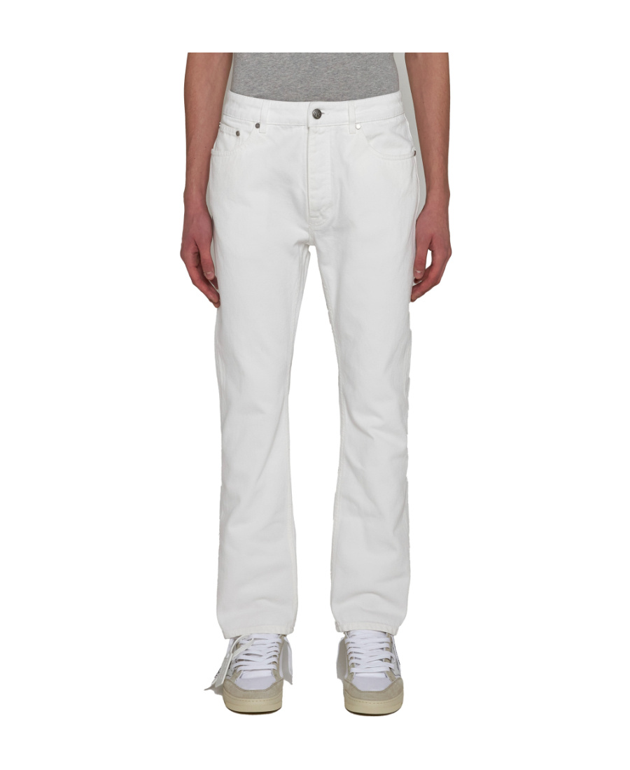 Palm Angels Logo-embossed Straight Jeans In White