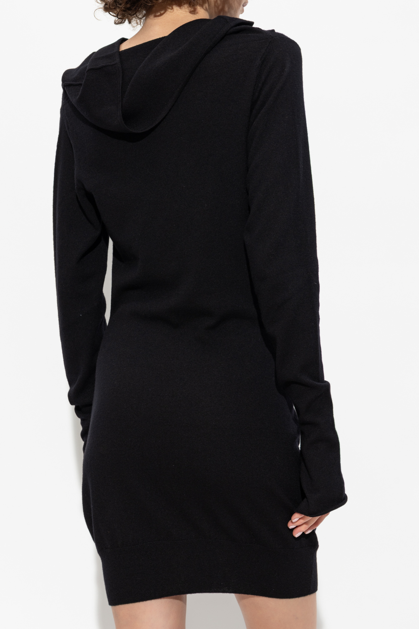 Attico Mock-neck Button-up Mini Dress In Black