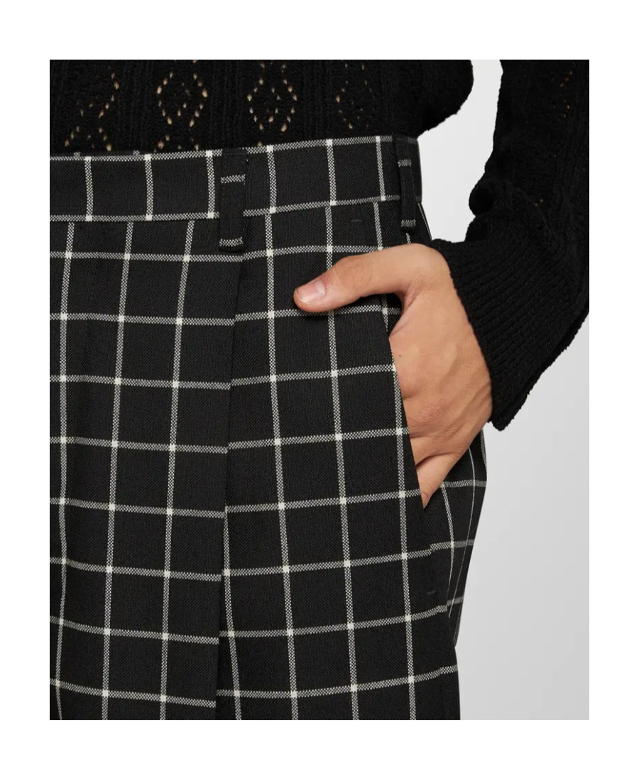 Shop Marni Checked Tapered Trousers In Black
