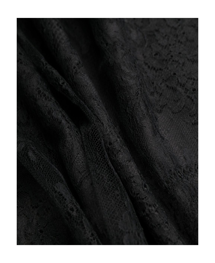 Saint Laurent Lace-detail Layered Mini Dress In Black