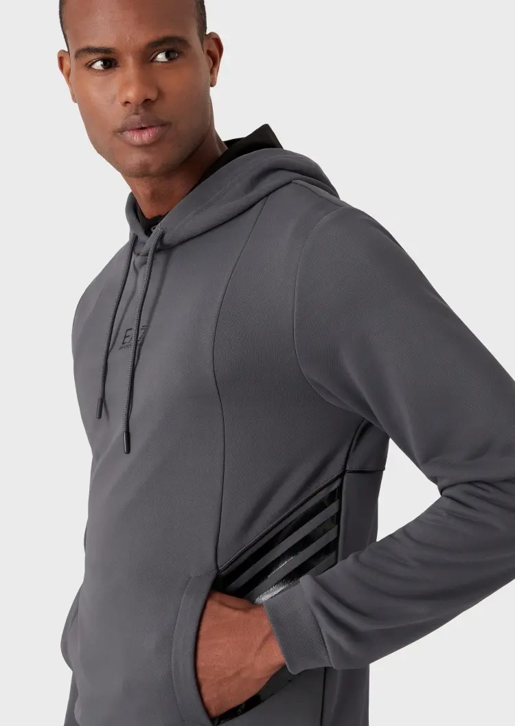 Ea7 Side Waist Impact Color Sports Sweater In Black