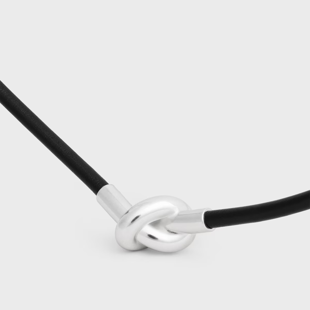 Celine Knot Necklace In Calfskin And Brass With Rhodium Finish In Multi