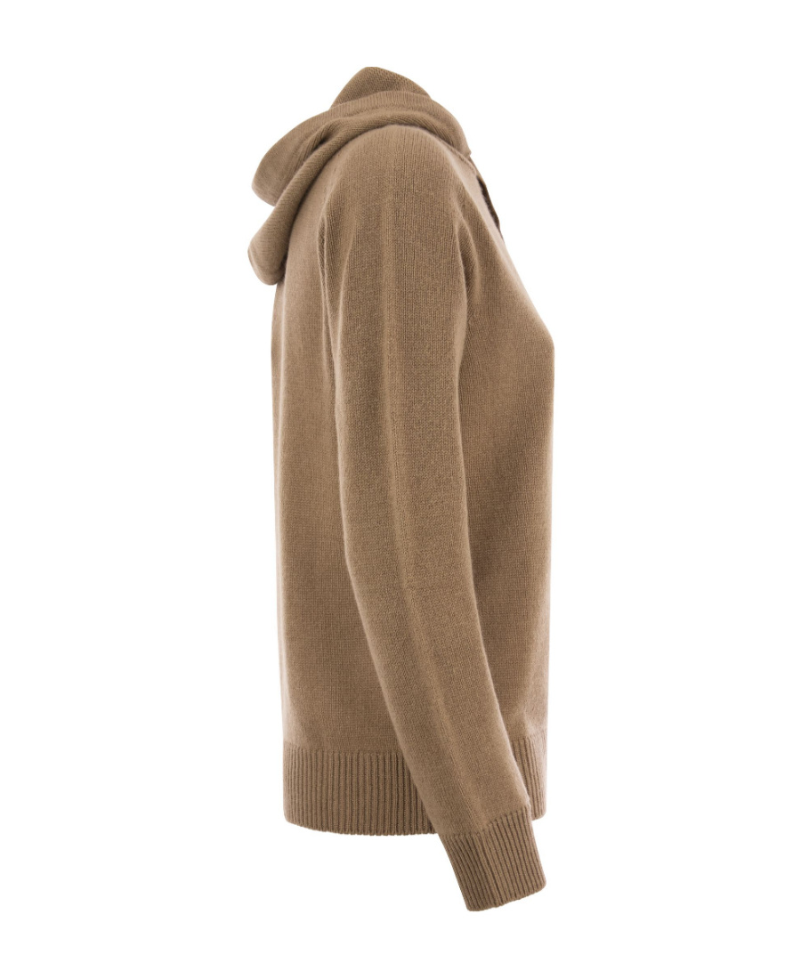 Max Mara Long-sleeved Hooded Sweater In Brown