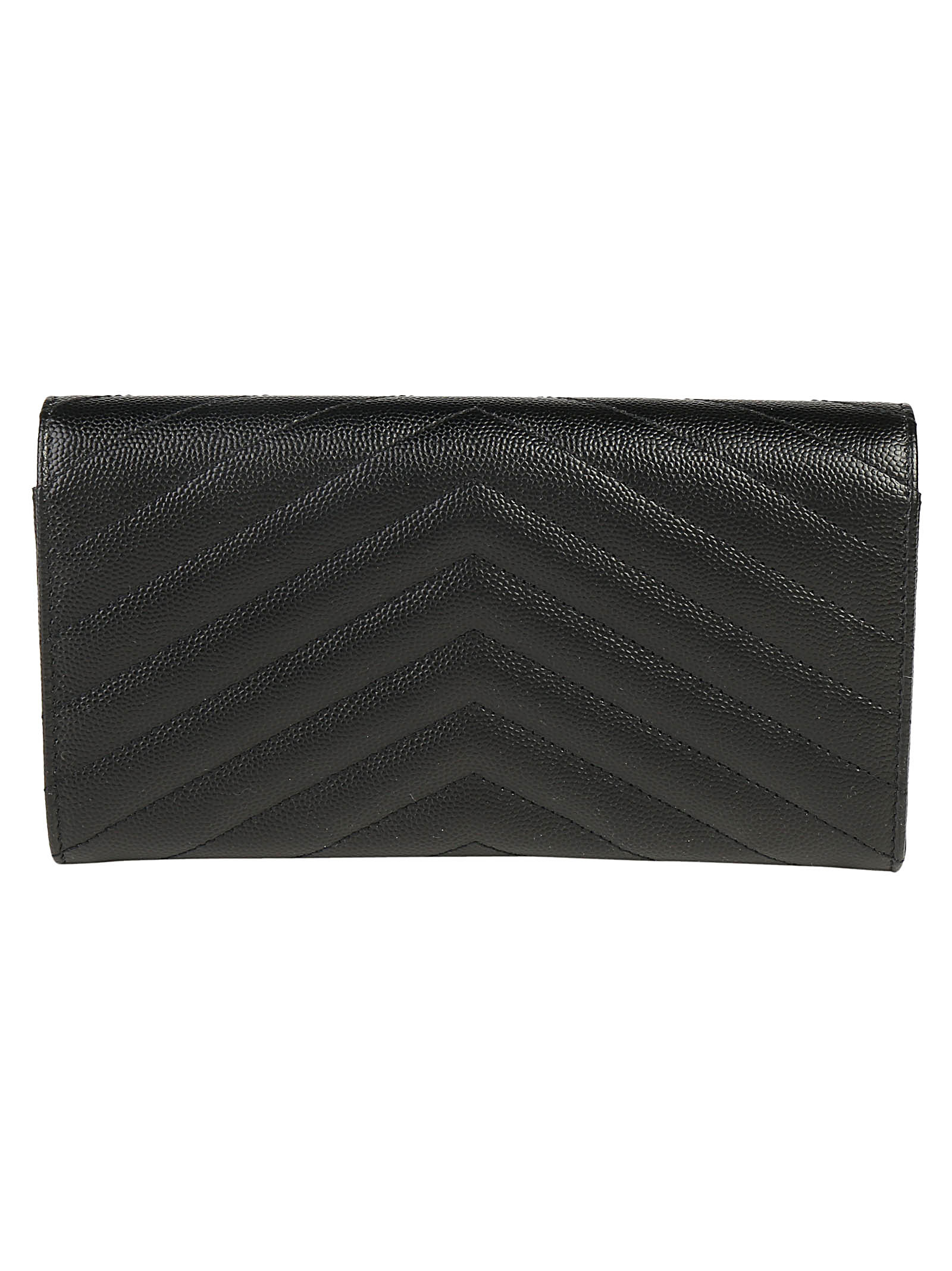 Saint Laurent Cassandre Matelassé Large Flap Wallet In Grain De Poudre Leather Accessories In Black