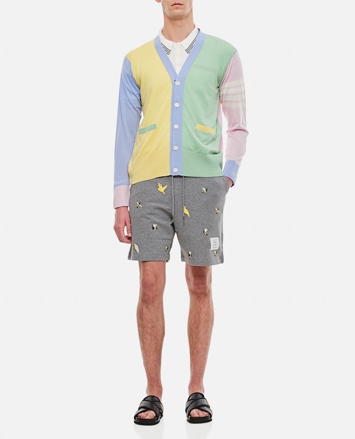 THOM BROWNE MULTI-PANEL BUTTON-FASTENING CARDIGAN