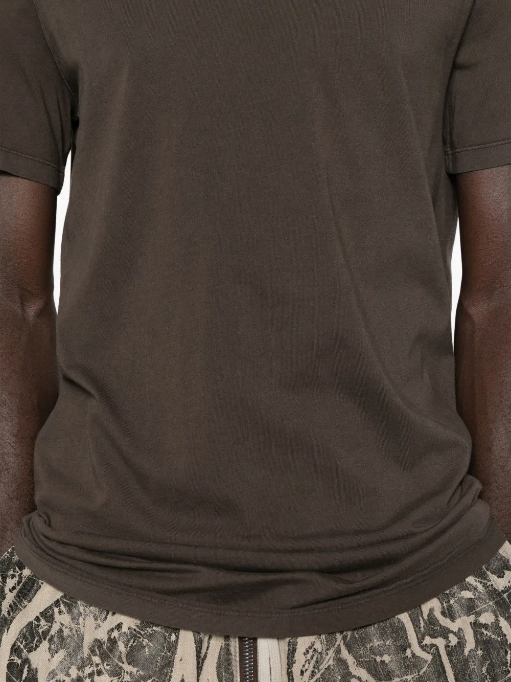 Rick Owens Drkshdw Short-sleeve Trailing-detail T-shirt In Brown