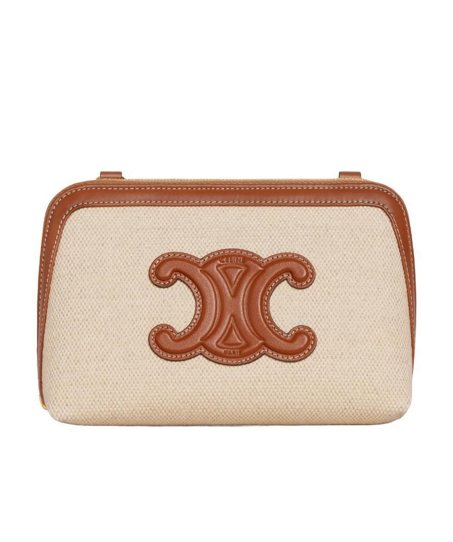Celine Chain Cuir Triomphe Handbag In Natural/tan