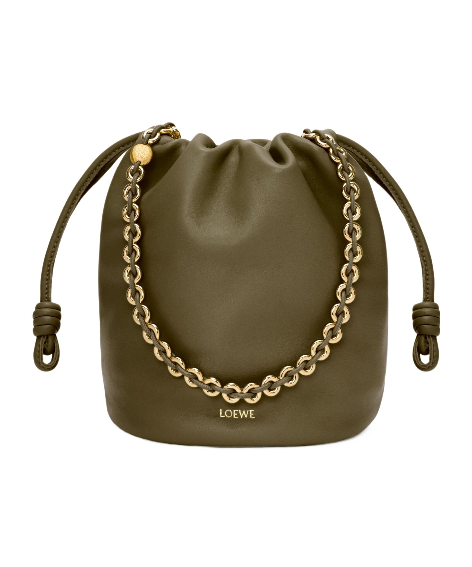 Shop Loewe Flamenco Purse Bucket Bag In Mellow Nappa Lambskin In Green
