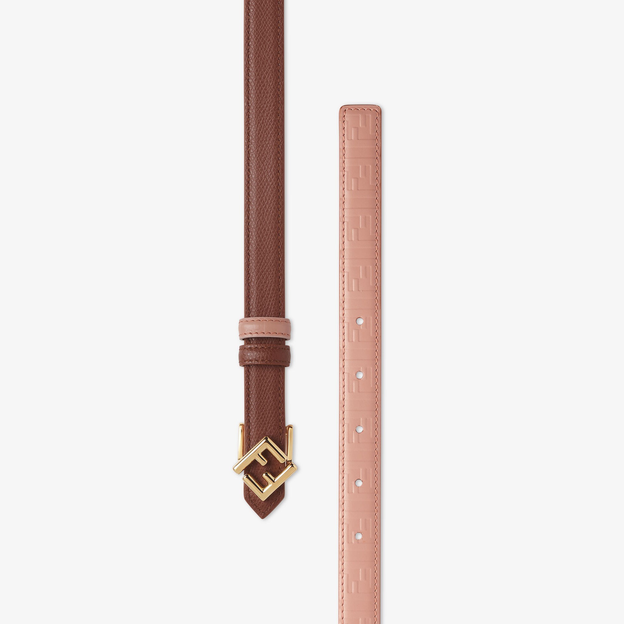 Fendi Brown And Pink Leather Reversible Belt In Brown