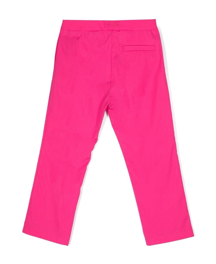 Kenzo Embroidered-logo Straight-leg Trousers In Pink