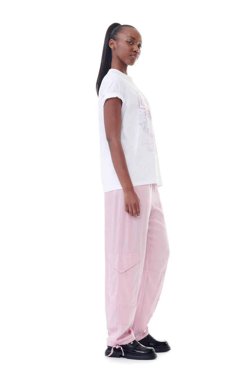 Ganni White Basic Cocktail Cotton Jersey T-shirt In White