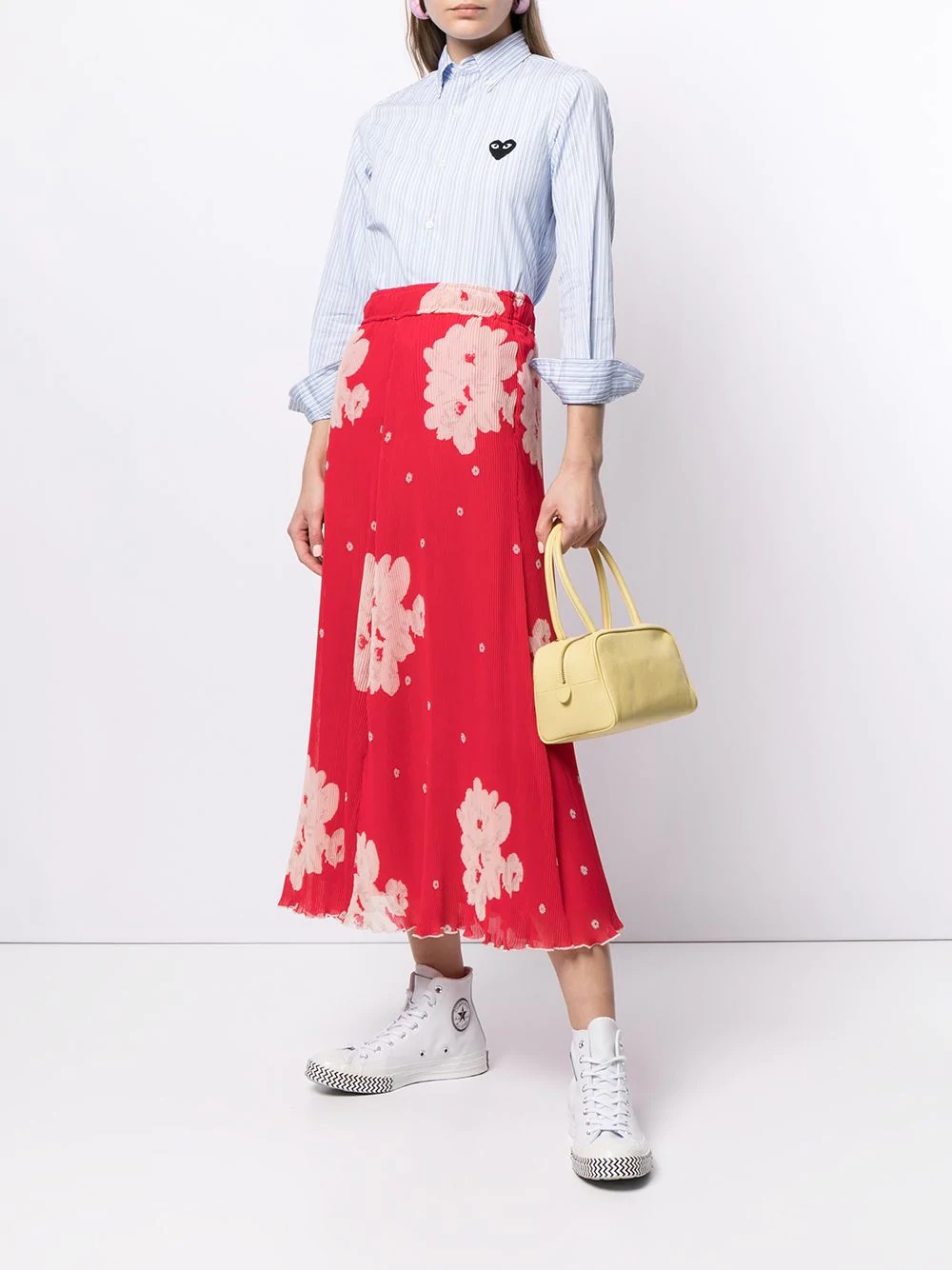 Comme Des Garçons Play Stripe-print Button-down Shirt In Blue