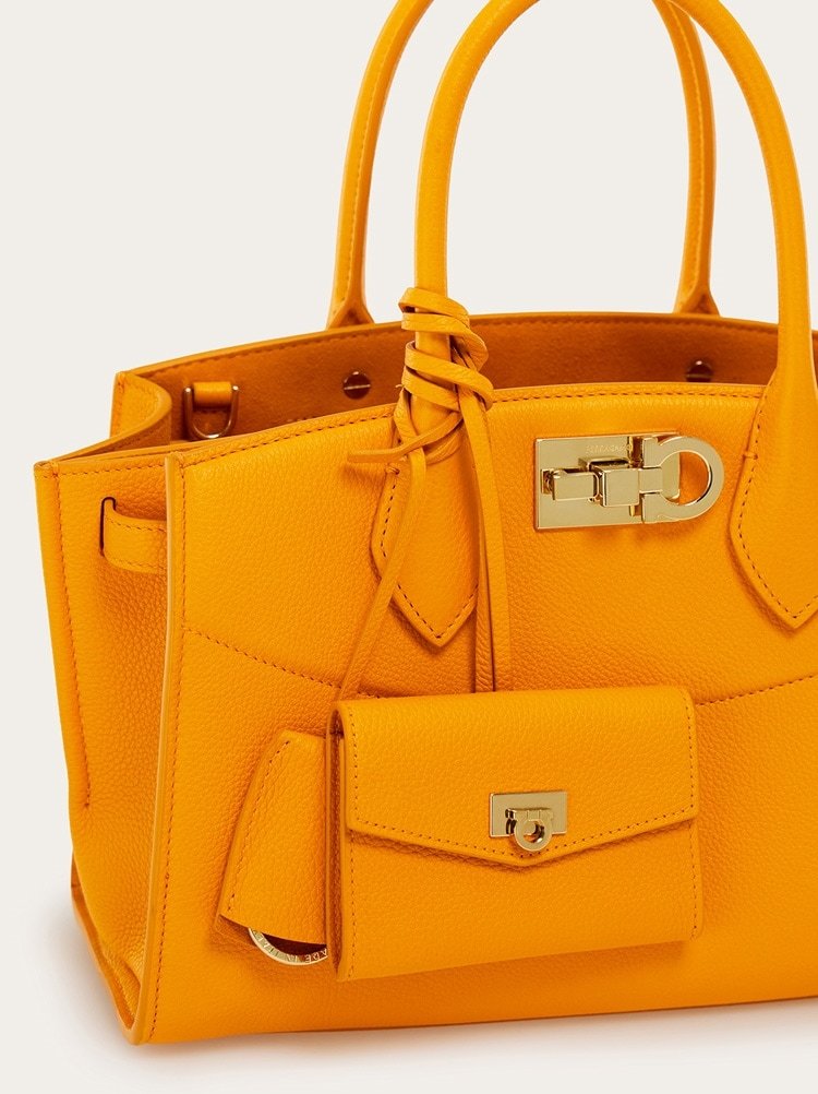 Ferragamo Card Holder Charm In Orange