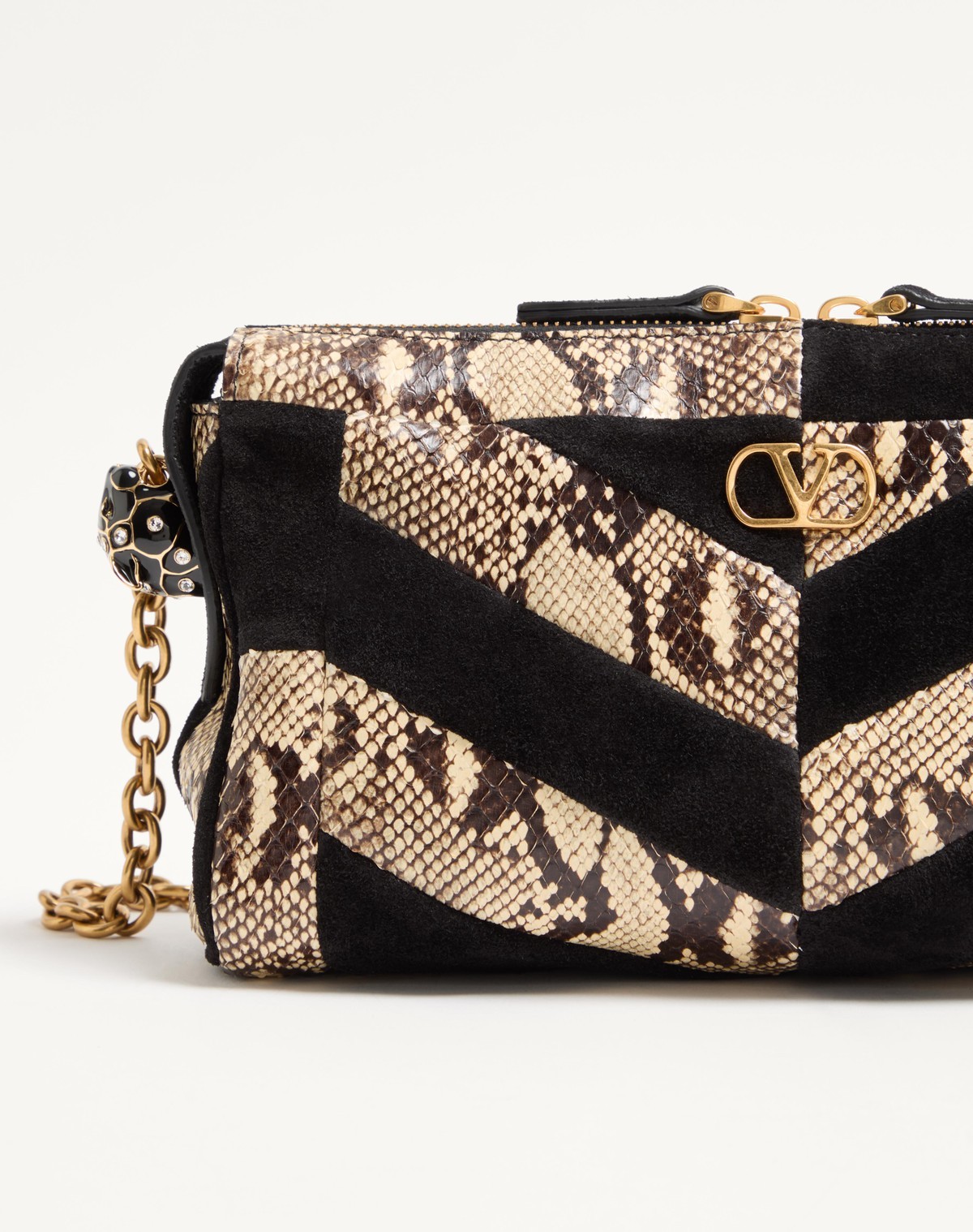 Valentino Zipper Shoulder Bag In Black