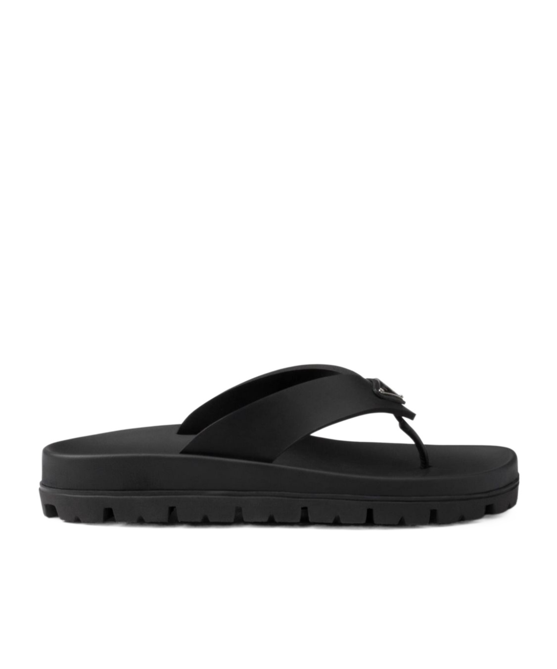 Prada Triangle-logo Flip Flops In Black