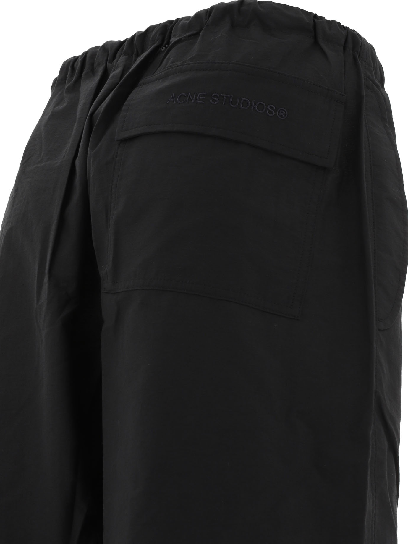 Acne Studios Embroidered-logo Wide-leg Trousers In Black