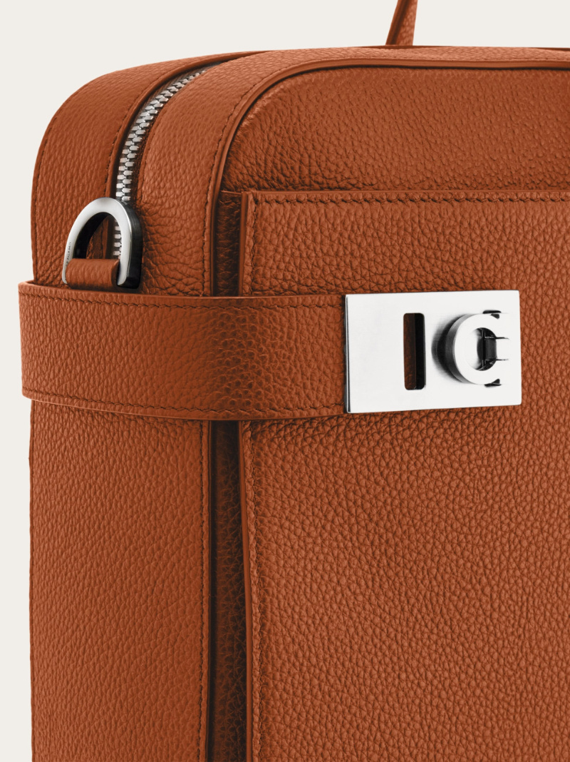 Ferragamo Briefcase With Gancini Buckles (m) In Brown