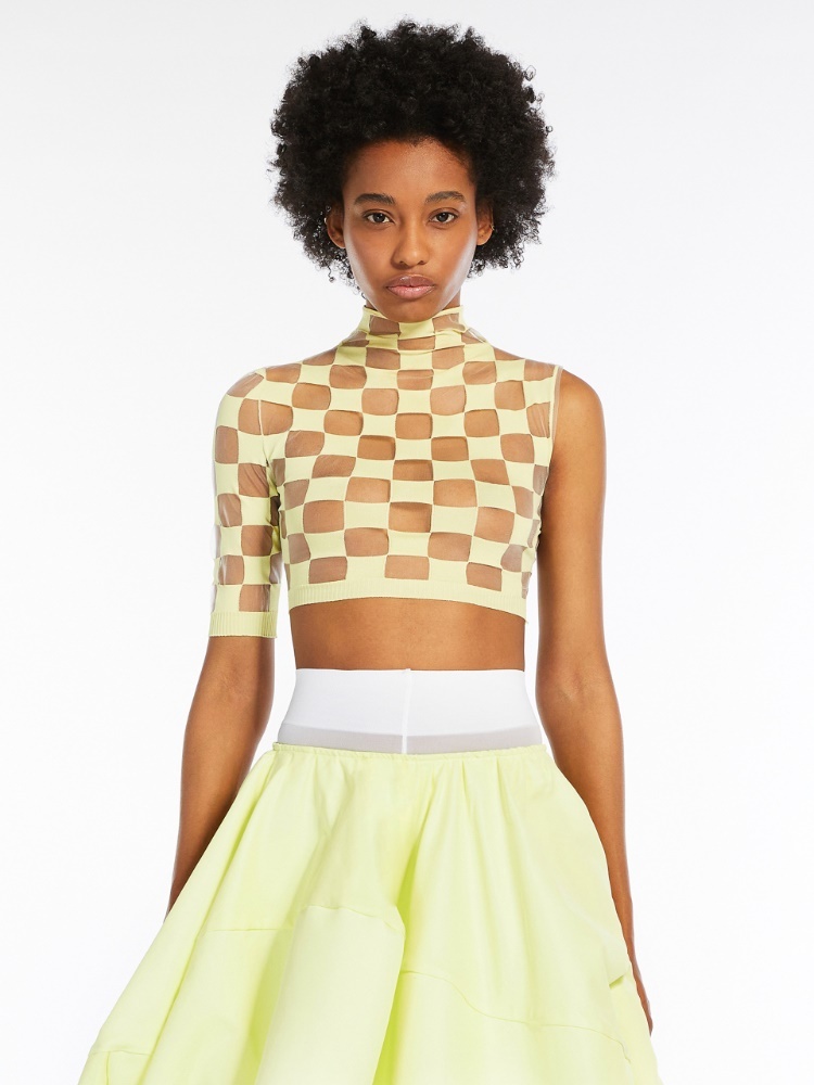 Sportmax Check-pattern Asymmetric Cropped Top In White