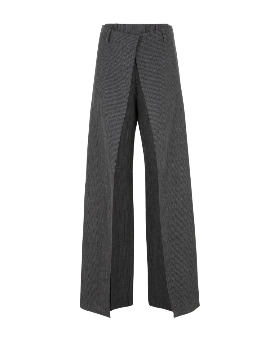 Fendi Fleece Wool Trousers In Gray