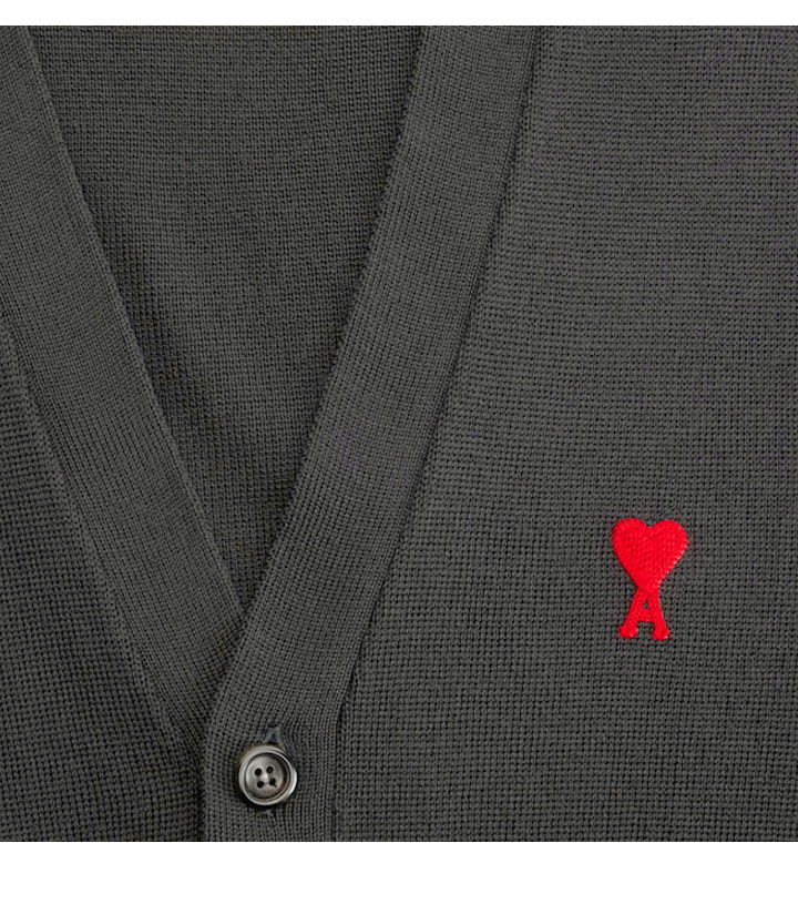 Ami Alexandre Mattiussi Logo Knitted Cardigan In Gray