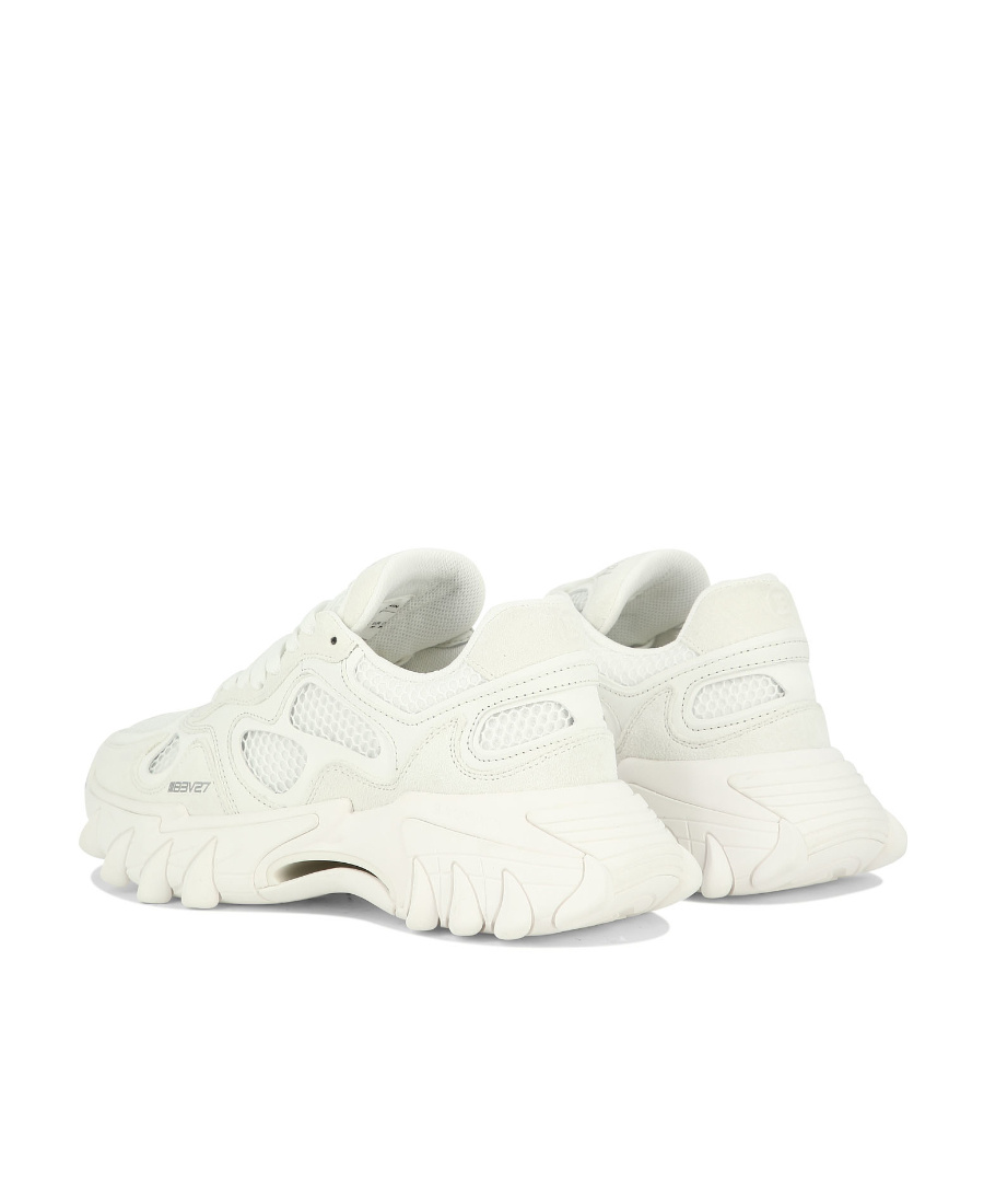 Balmain B-east Leather And Mesh Sneakers In White
