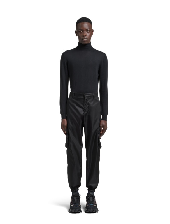 Prada Re-nylon Cargo Trousers In Black