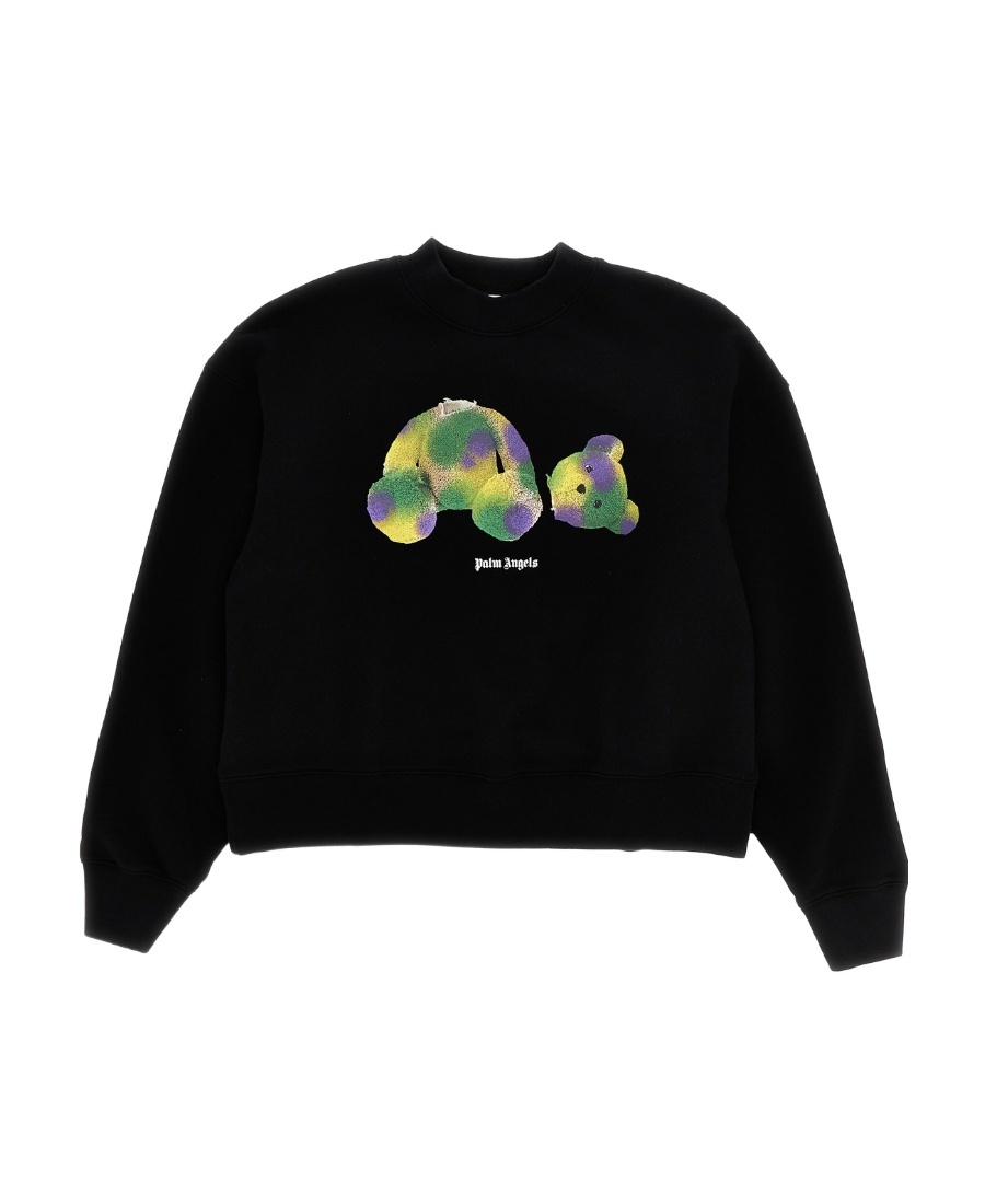 Palm Angels Pop Pa Bear-print Long-sleeved T-shirt In Black