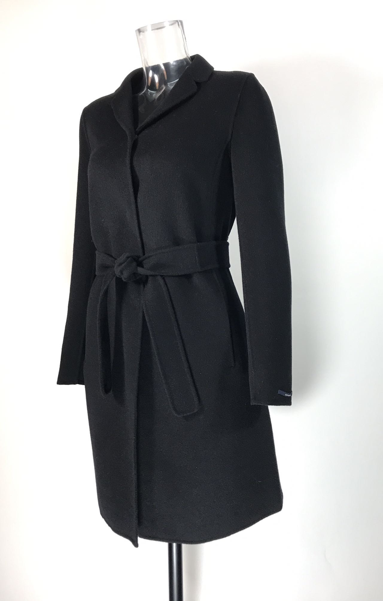 Max Mara Long-sleeved Lace-up Coat In Black