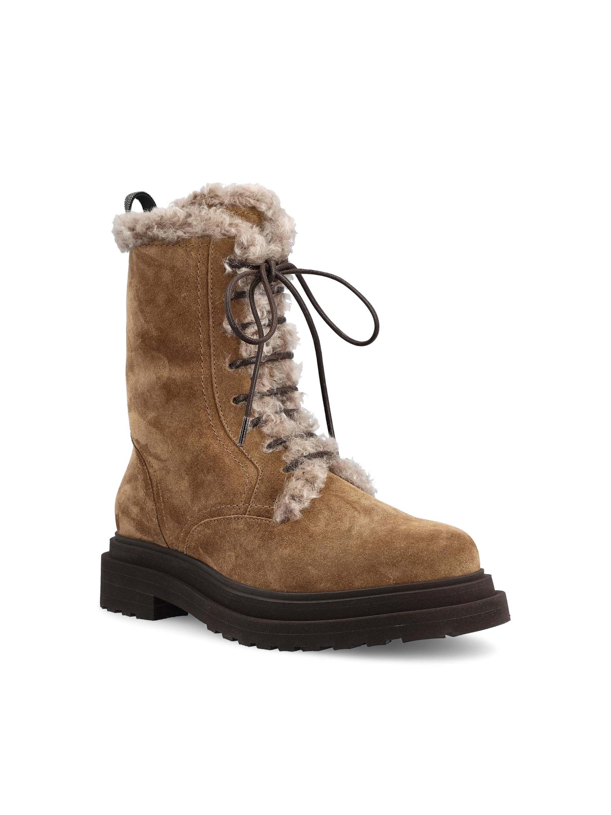 Brunello Cucinelli Shearling Boots In Brown