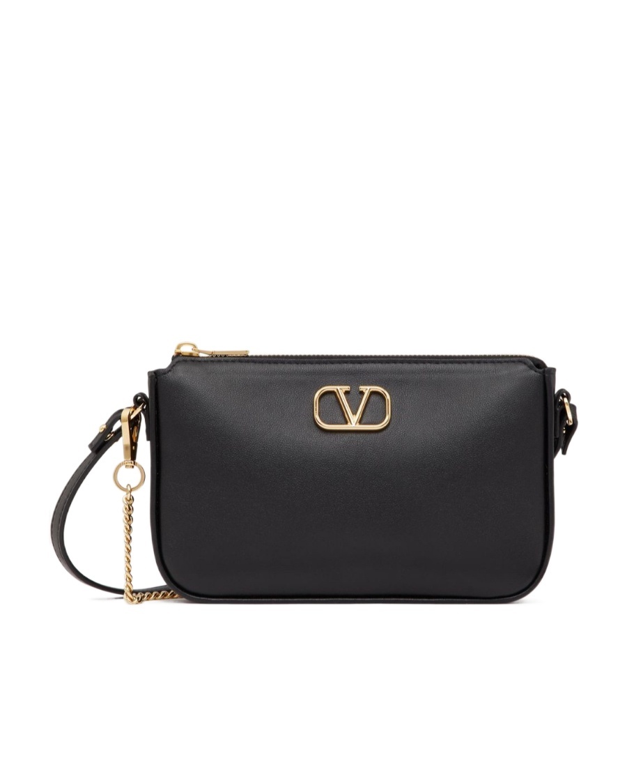 Valentino Vlogo Signature Leather Crossbody Bag In Black