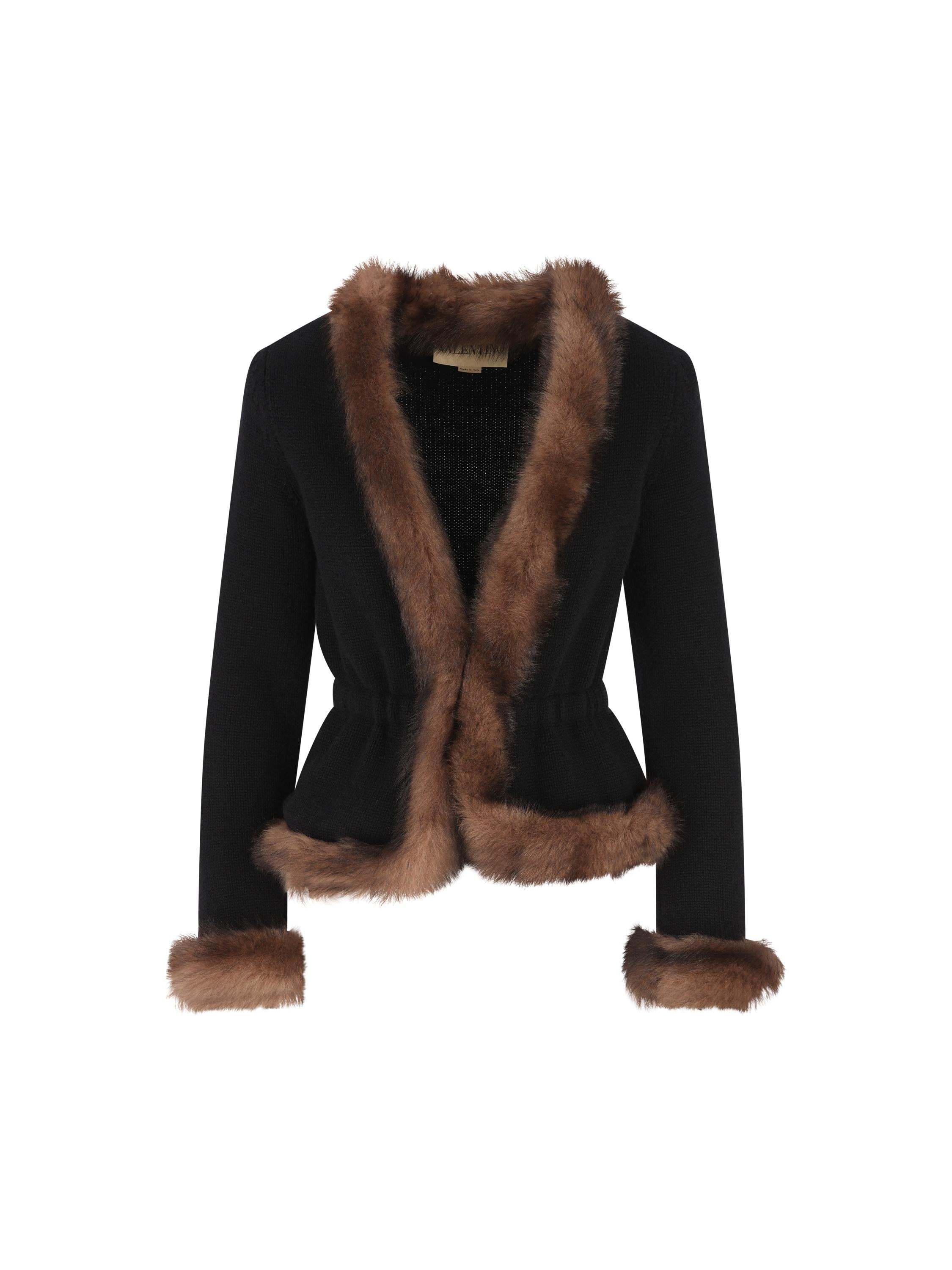 Valentino Shearling-trimmed Cashmere Jacket In Black