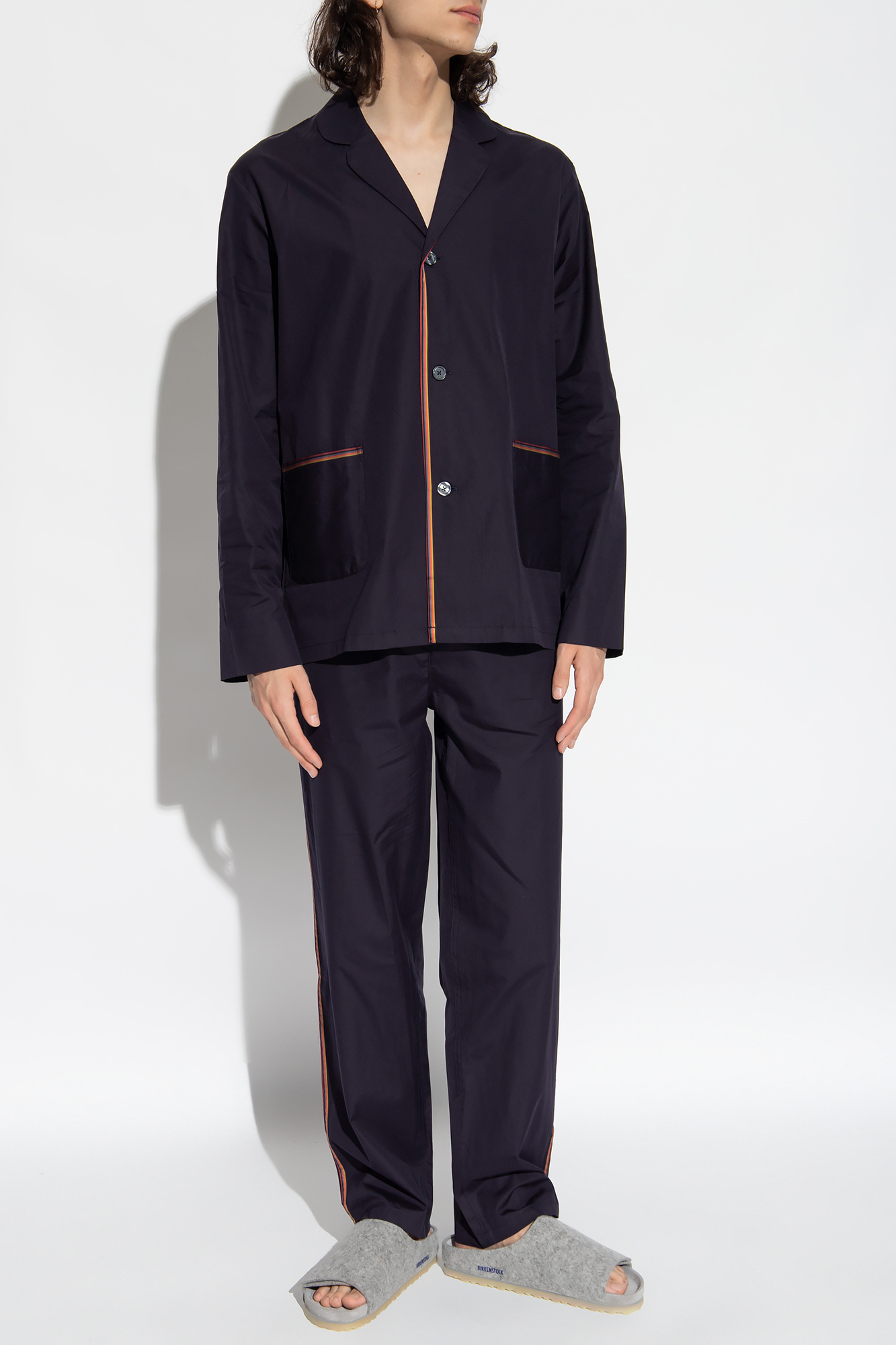 PAUL SMITH STRIPE-TRIM LONG-SLEEVE PYJAMA SET