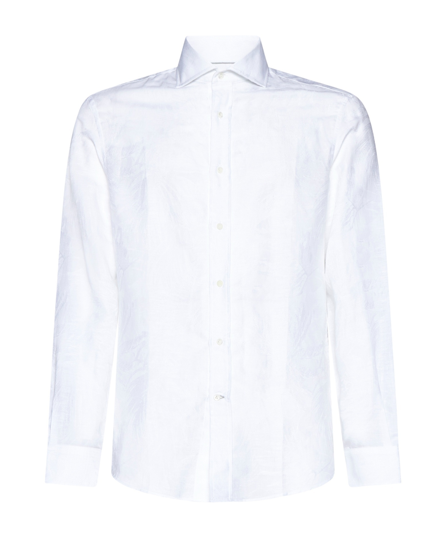 Brunello Cucinelli Long-sleeve Cotton-blend Shirt In White